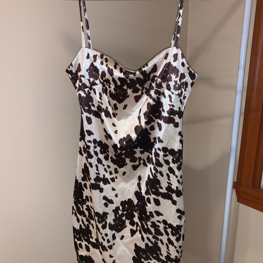 Urban outfitters silk mini dress cow print